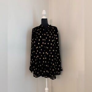 H&M Black & Gold Button Down Shirt Size Xl